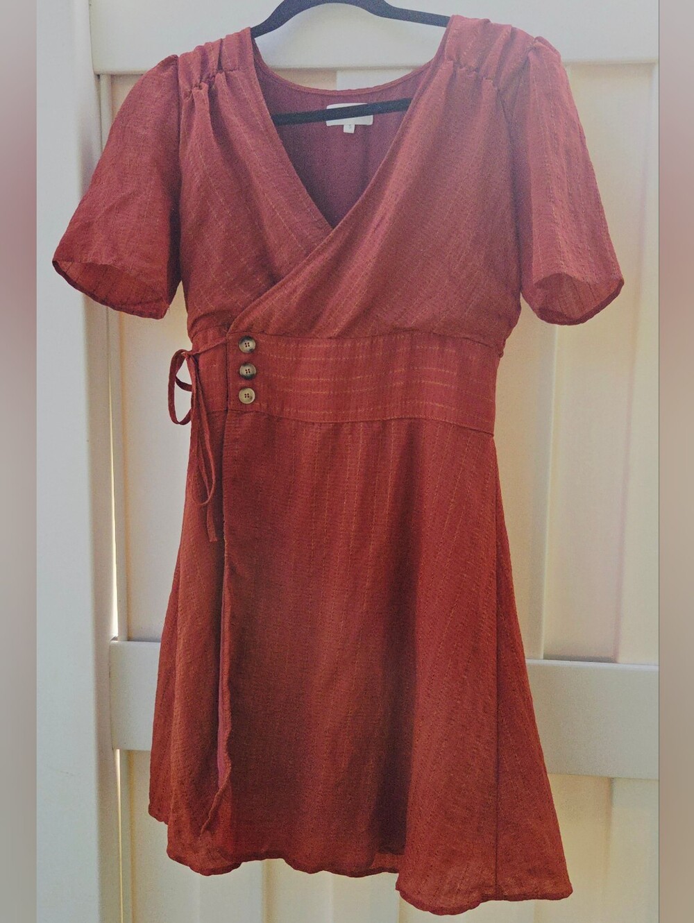 Bohme Women's Rust Red Wrap Dress Size Small. Boho, Fall, Cottagecore